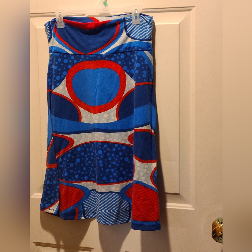 LuLaRoe A-Line Skirt in Blue and Red